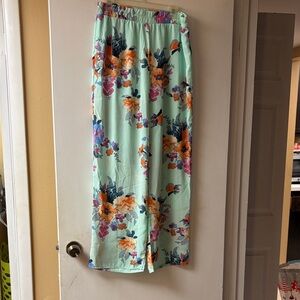 Floral Print wide leg pants Mint Green